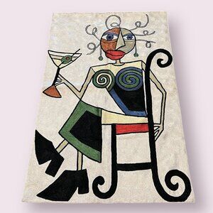 Handmade Wall Hanging Art Women Silk Picasso Embroidered Wall Decor